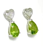 Peridot & Diamond Heart Shaped Drop Earrings - JewelryWeb