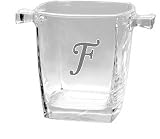 Culver Inc. Monogram F Glass Square Base Cooler / Ice Bucket