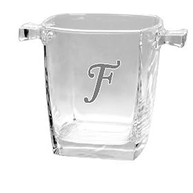 Culver Inc. Monogram F Glass Square Base Cooler Ice Bucket by Culver