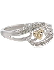 Love Knot Sterling Silver and 14k Yellow Gold Diamond Love Ring (1/10 cttw, I-J Color, I2-I3 Clarity)
