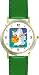 Ghost with Pumpkin - WATCHBUDDY® DELUXE TWO-TONE THEME WATCH - Arabic Numbers - Green Leather Strap-Size-Large ( Men's Size or Jumbo Women's Size )