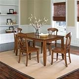 Branson Leg Table with 4 Chairs Set In Antique Pine Finish by Standard Furn ....