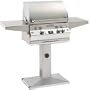 Fire Magic Aurora A430 Propane Gas Grill With One Infrared Burner And Rotisserie On Patio Post