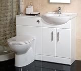 55 White Toilet and Basin Vanity Combination Unit