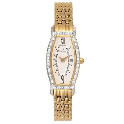 Bulova 98W03 Bulova Womens Diamond Gold-Tone Steel Watch 98W03