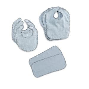 FRENCHIE BIBS & BURP CLOTHS SET BLUE - BABY BOY GIFT SET