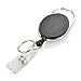 Retracting ID Card/Badge Reel, BLACK, 30'' Retractable Nylon Cord, Carabiner Style (Sold Individually)