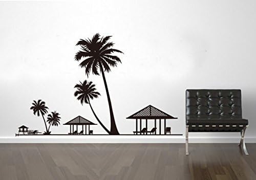 Salala Beach Wall Decal, Tropical Hawaiian Wall Sticker, Coconut Trees Wall Decal Wall Art, Tree Wall Mural Home Decor