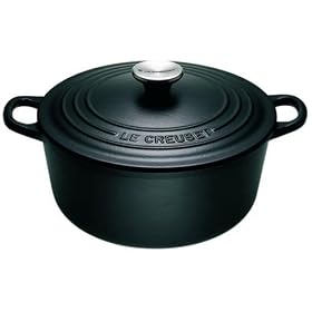 Le Creuset Cast Iron Round Casserole, Satin Black, 22 cm