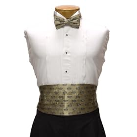 Pitt Cummerbund and Bow Tie Set - University of Pittsburgh Gold Cummerbund Set with PITT Logo
