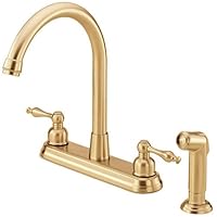 Danze D413655PBV Sheridan Two Handle Hi-Rise Kitchen Faucet and Spray, Polished Brass