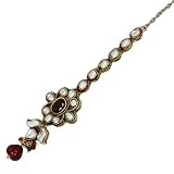 Maroon Gold Tone Indian Maang Tikka Bollywood Women Wear Saree Forehead Jewellery Hair Jewellery Bridal Head Set Accessory
