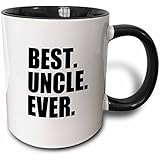 3dRose Best Uncle Ever Family Gifts for Relatives and Honorary Uncles and Great Uncles Black Text Two Tone Black Mug, 11 oz, Black/White
