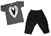 Riverstone Goods Formal Carnation Tuxedo Baby/Toddler T-Shirt & Pants Set (Black & Grey, 18 Months)