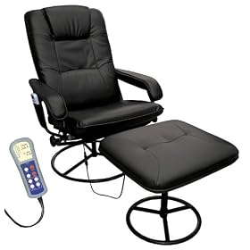 Comfort Products 60-0582 Heated Massage Recliner and Ottoman, Black