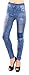 New Stylish Denim Look Ripped Faux Jean Blue Leggings Tights Pants