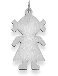 14K WG Plain Medium .018 Gauge Engravable Girl Charm