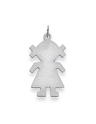 14K WG Plain Medium .013 Gauge Engravable Girl Charm