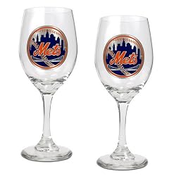 New York Mets MLB 2pc Wine Glass Set - Primary Logo by Great American Products
