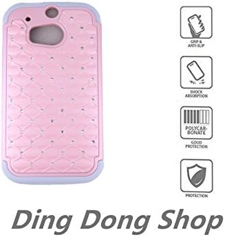 HTC M8 Case,[Anti-Scratch][Shockproof][Drop Resistant] HTC M8 Case Studded Rhinestone Crystal Bling Dual Layer Hybrid Armor Protection Cover for HTC M8 (Rose Gold)