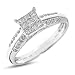 1/2 Carat T.W. Round, Princess Cut Diamond Women's Engagement Ring 14K White Gold Women's Engagement Ring - Free Gift Box -
