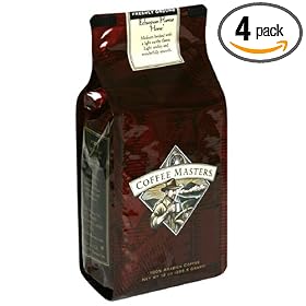 Coffee Masters Gourmet Coffee, Ethiopian Longberry Harrar Horse, Ground, 12-Ounce Valve Bag, (Pack of 4)