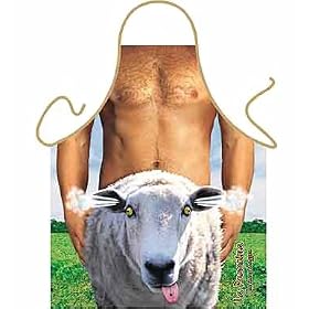 Cheeky Sheep Man Sexy Novelty Apron for Barbeque and Kitchen designed by Itati
