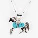 Southwestern Turquoise Inlaid Horse Pendant in Sterling Silver by Native American Indian Artist on a 18" Sterling Box Chain, #7540