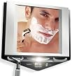 Z`Fogless Lighted Shaving Mirror with Clock, Stainless Steel & Black Finish