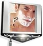 Z`Fogless Lighted Shaving Mirror with Clock, Stainless Steel & Black Finish