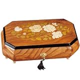 Italian Inlaid Wooden Floral Music Box - A