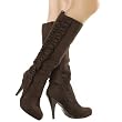 Amor03 Ruffled Knee High Boot BROWN