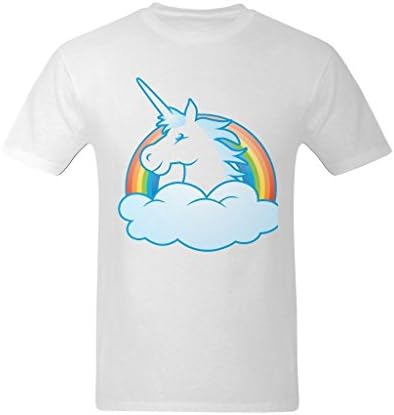 Fbyab Men's Unicorn Rainbow Cloud Design T-Shirt US Size L