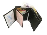 Produkt-Bild: ECHT WASSERB&Uuml;FFEL LEDER HOCHFORMAT B&Ouml;RSE GELDBEUTEL GELDB&Ouml;RSE BRIEFTASCHE PORTEMONNAIE SCHWARZ MIT KONTRASTNAHT