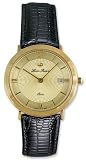 Lucien Piccard 14kt Gold Mens Swiss Watch Lizard Leather Strap Date 14k LP04690