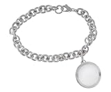 Sterling Silver Link Bracelet with Framed Silver Tag