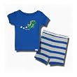 Calvin Klein "Dino" 2 piece Cotton short set w/striped bottom for Infants and Toddlers