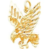 10K Yellow Gold Flying Eagle Charm Diamond Cut