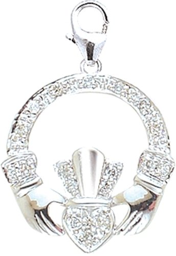 Childrens Toyshop  Jewelry : 14k Gold Diamond Irish Claddagh Charm (1/10 cttw)