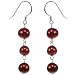 Crimson Freshwater Pearl & Sterling Silver Handmade Earrings