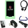 Accessories Combo for the Microsoft Zune HD MP3 Player: Green Rubberized Silicone Skin Case, USB Data Sync Charging Cable, USB Car Charger, USB Wall Travel/Home Charger, Screen Protector, and Free Carabiner Key Chain