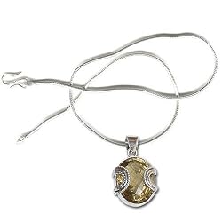 Pendant with Chain Sterling Silver Citrin Gemstone Jewelry