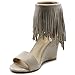 Ollio Womens Shoe Fringe High Heel Wedge Sandal