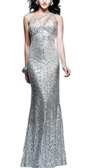 Cocktail One Shoulder Belted Sequined Evening Dress/Party Dress 