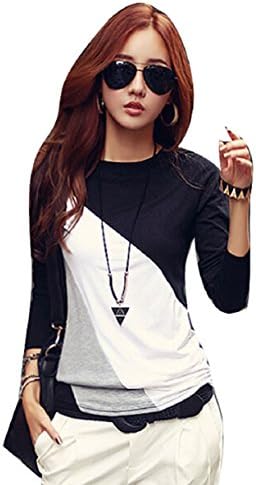 Mokingtop® Women Lady Fashion Long Sleeve Crew Neck T-shirt Tops Blouse Tee (M, Black)