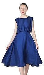 Cocktail Sleeveless Flared-Skirt Silk/Silk/Shantung Bateau Neck Gathered Bridesmaid Dress/Wedding Dress 