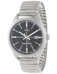 Timex Unisex T2N399AB Originals 1970s Inspiration Black Dial Stainless Steel Expansion Band Watch