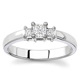 18k White Gold Three-Stone Princess-Cut Diamond Ring (G/VS2, 1/3 ct. tw.)