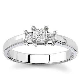 18k White Gold Three-Stone Princess-Cut Diamond Ring (G/VS2, 1/3 ct. tw.)