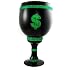LARGE BLACK GLASS PIMP P I M P CUP GREEN LETTERS "$"